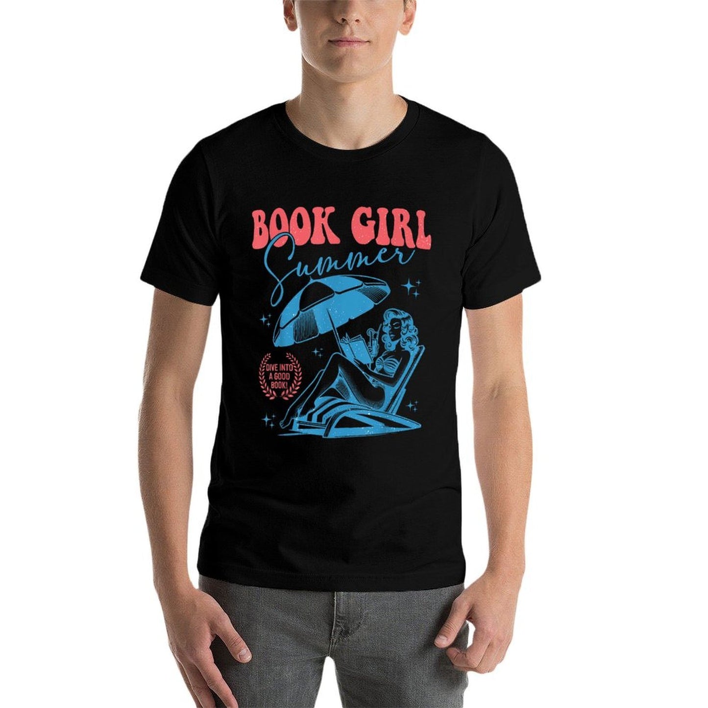 Girl Reading Book Summer Funny Beach Vacation For Book Lover  Trendy Pattern T-Shirt