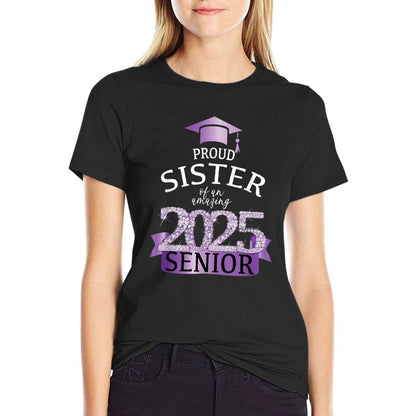 A Proud Sister of A 2025 Senior I Purple Black School Decor  Breathable T-Shirt