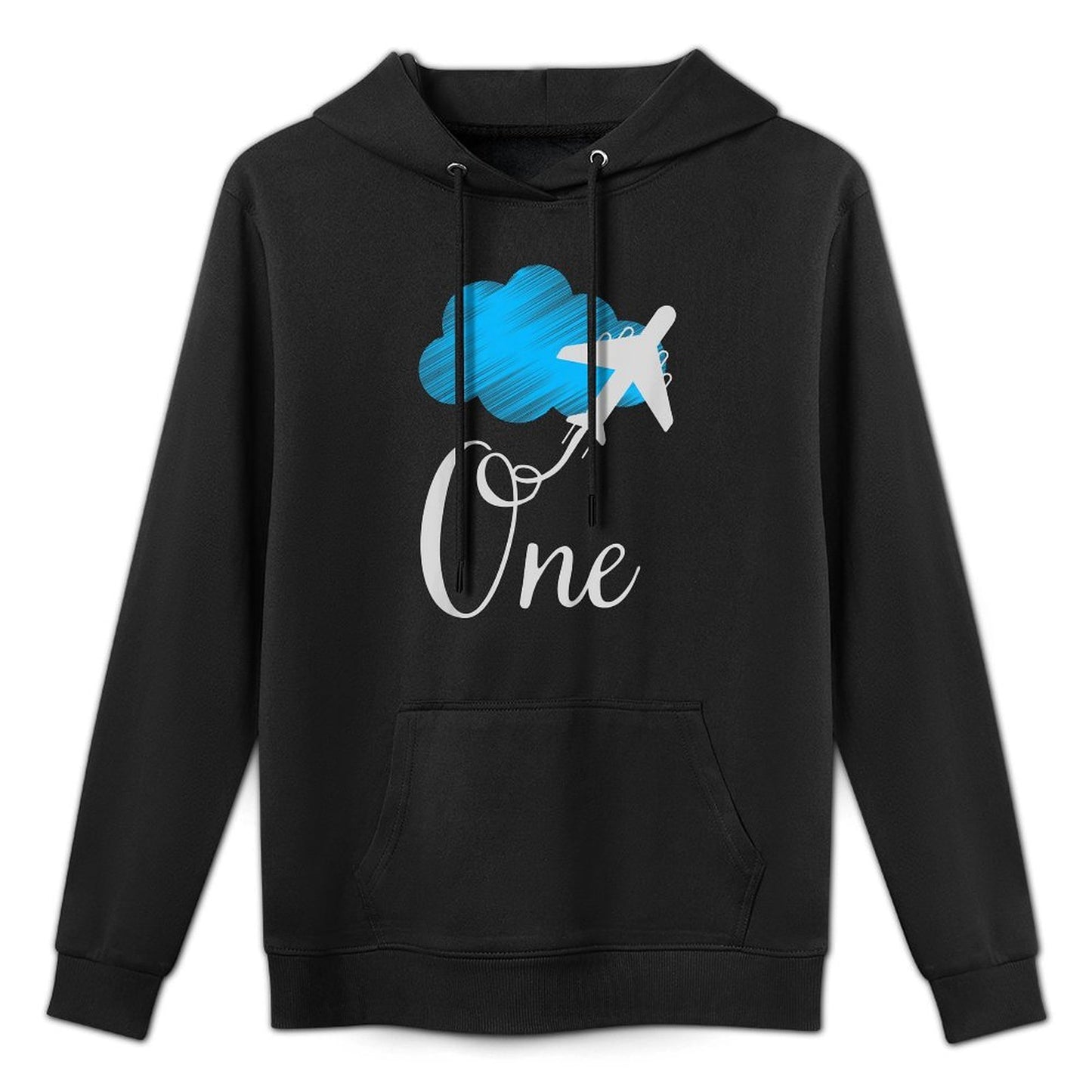 Kids 1 Year Old Birthday Airplane. Boy 1st Birthday Machine Washable Hoodie
