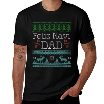 Christmas Feliz Navi Dad Xmas Pun  Rolled Sleeves T-Shirt