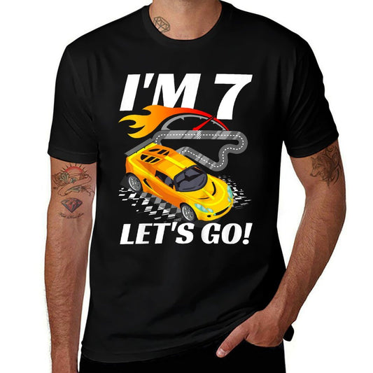 7 Year Old 7th Racing Racecar Birthday Party Boys Girls  Polyester Blend T-Shirt