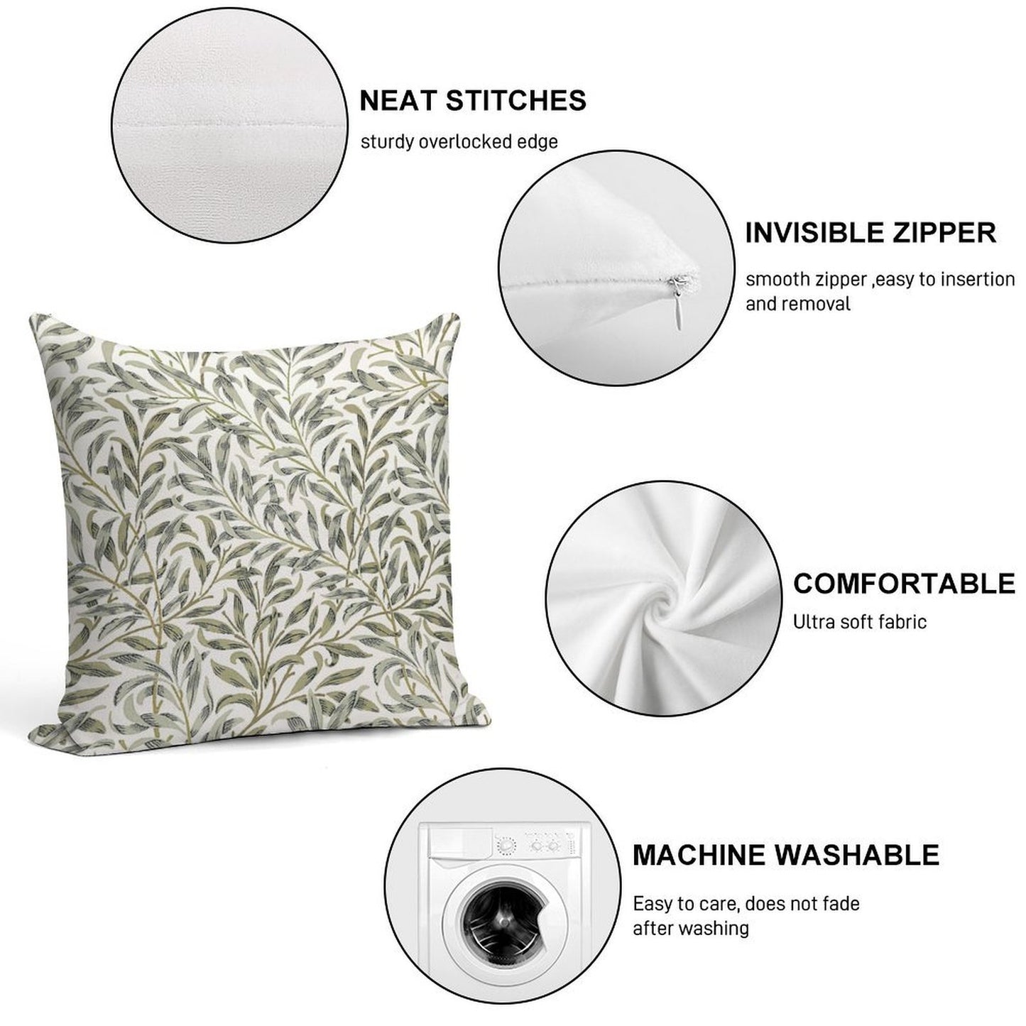 William Morris Willow Sage Soft Bedroom Essential Throw Pillow