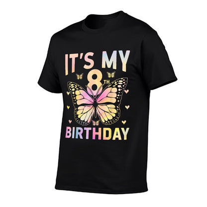 It's My 8 Birthday Butterfly Eight Years Old 8th Birthday  Easy-care T-Shirt