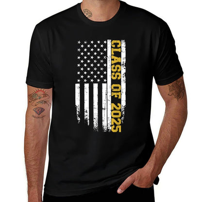 Class of 2025 Graduation Us Vintage Flag  Oversized Silhouette T-Shirt