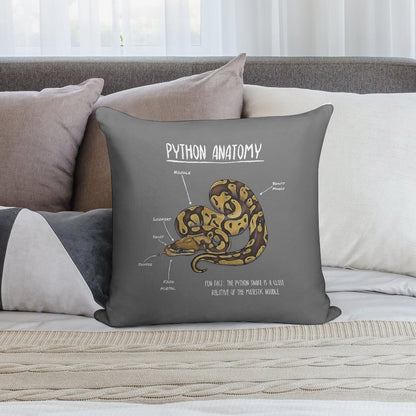 Python Anatomy Soft Hidden Zipper Throw Pillow