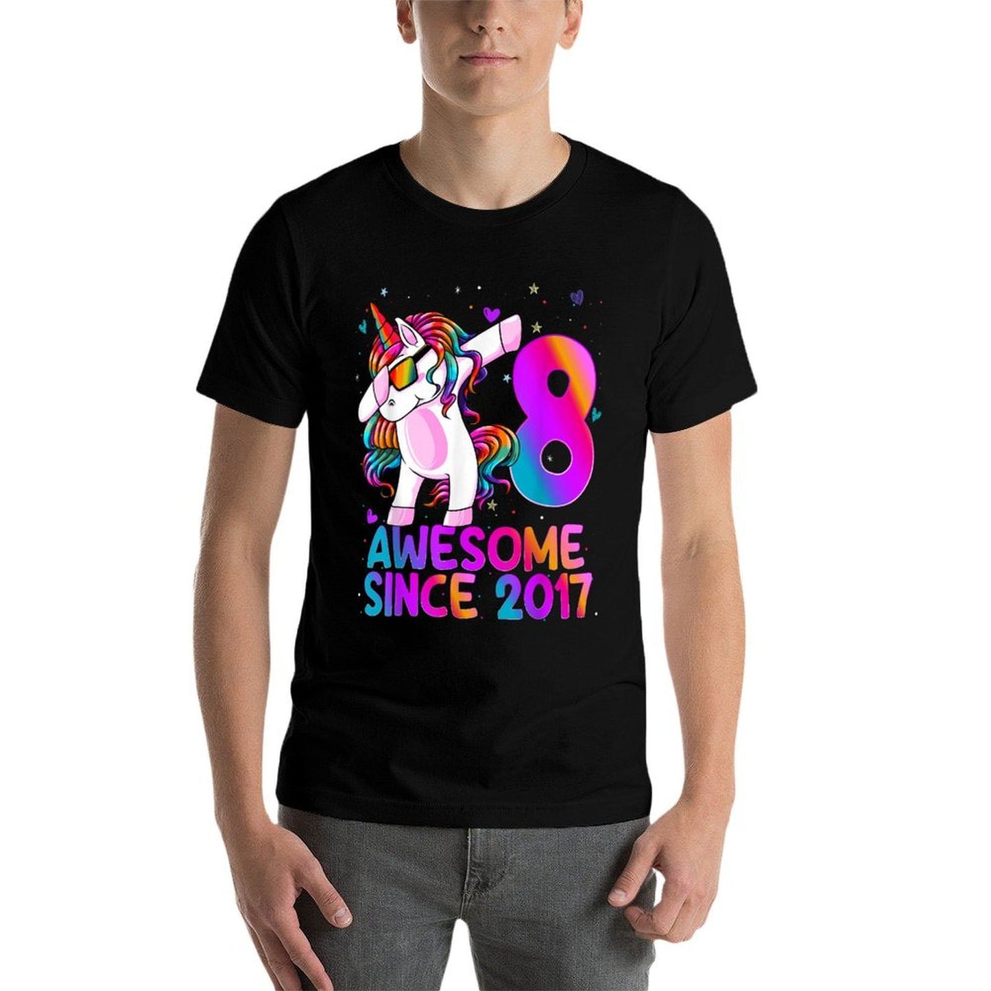 Dabbing Unicorn 8 Year Old 8th Birthday Girl Unicorn Party  Classic T-Shirt