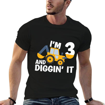I'm 3 And Digging It Construction Excavator 3rd Birthday Comfortable T-Shirt