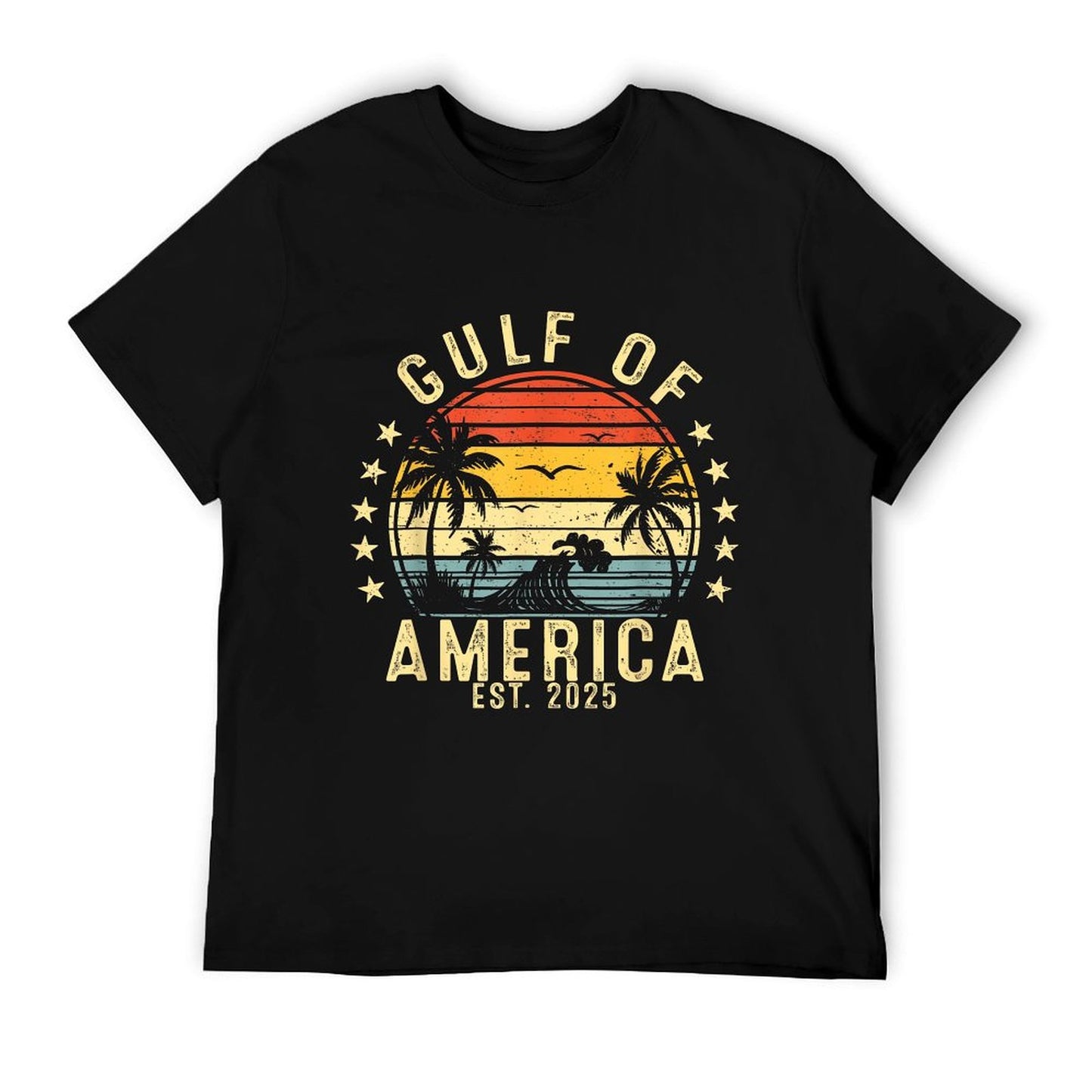 Vintage Gulf Of USA America Funny USA Flag Relaxed-fit T-Shirt