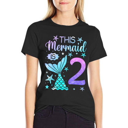 2nd Birthday Girl 2yr Two 2 Year Old Mermaid Bday  Vintage-inspired T-Shirt