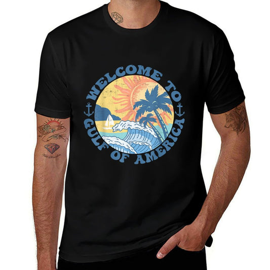 Retro Gulf Of USA America Est 2025 American Flag Gulf Mexico Easy-care T-Shirt