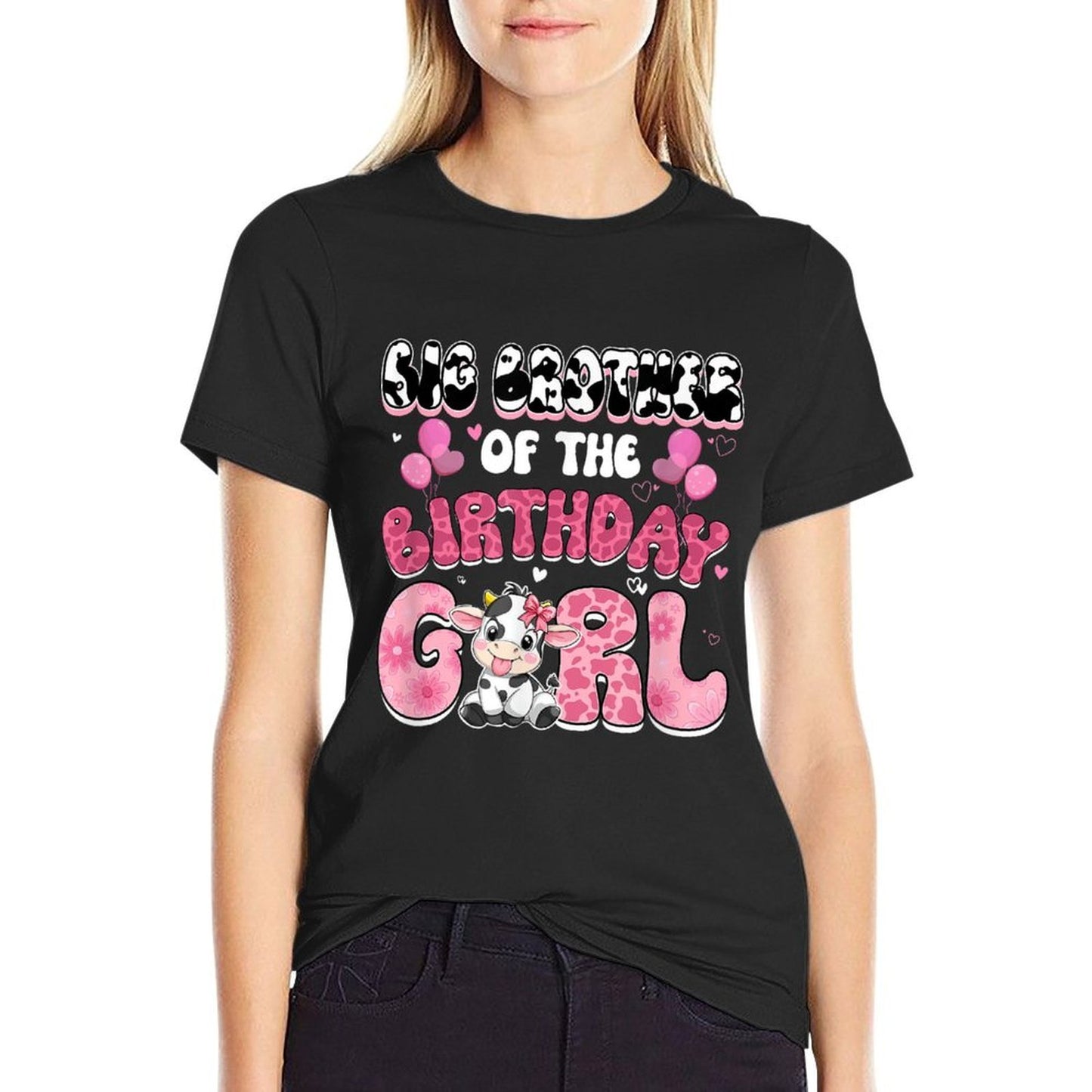 Big Brother Of The Birthday Girl Cow Farm Family 1St  Moisture-wicking T-Shirt