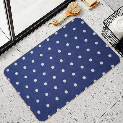 Pois Blue & White Pattern Texture  Non-Slip Bath Mat