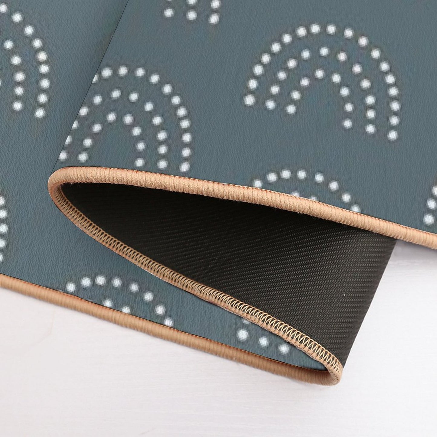 Navy Rainbow Pattern  Fade-Resistant Bath Mat