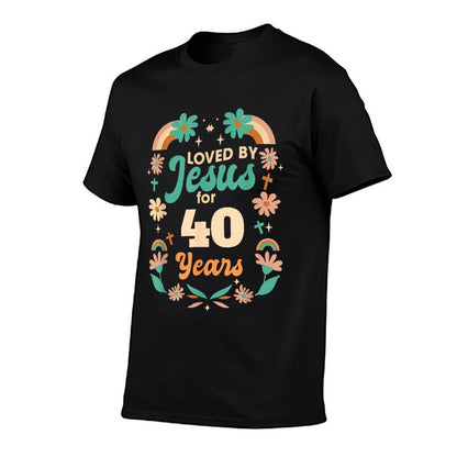 Loved By Jesus For 40 Years 40th Birthday Christian Theme  Durable T-Shirt