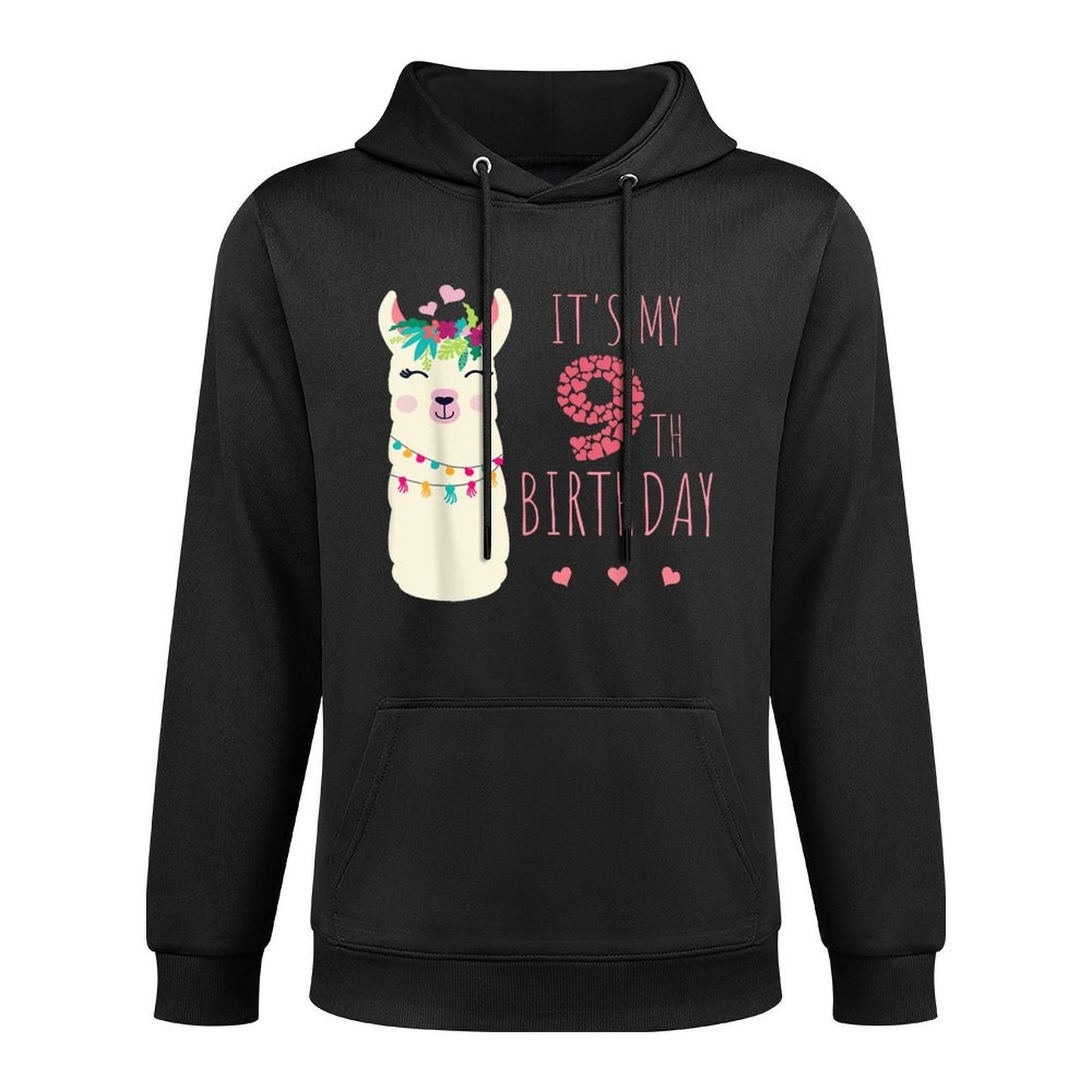 It's My 9th Birthday Nine Year Old Girl Birthday Cute Llama All-Day Comfort Hoodie