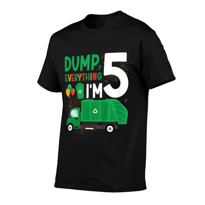 Kids 5th Garbage Truck Birthday Five Year Old Garbage Truck Boy  Easy-care T-Shirt