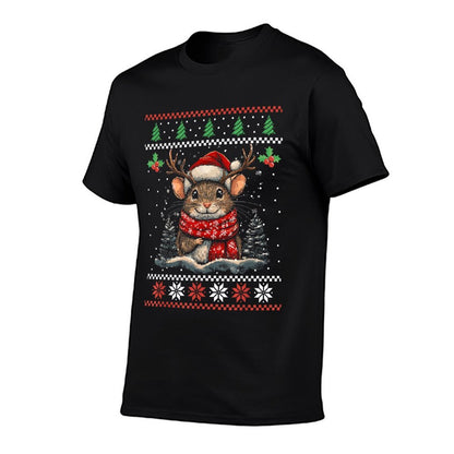 Rat Reindeer Santa Hat Ugly Christmas Sweater Xmas  Slim-fit Cut T-Shirt