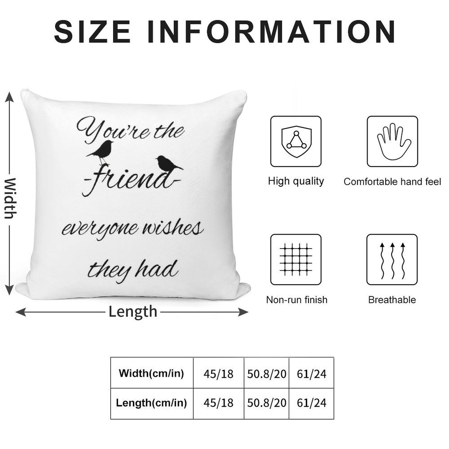 You're The Friend Everyone Wishes They Had Quote Soft Reinforced Edging Throw Pillow