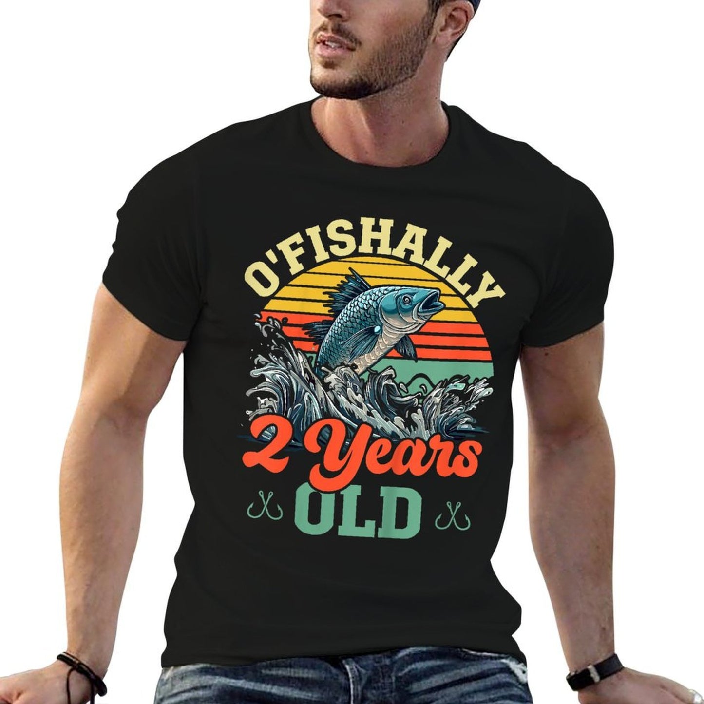 Kids 2nd Birthday Fishing Decorations Ofishally 2 Years Olds  Slim-fit Cut T-Shirt