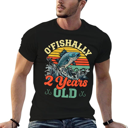 Kids 2nd Birthday Fishing Decorations Ofishally 2 Years Olds  Slim-fit Cut T-Shirt