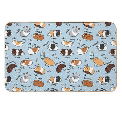 Guinea Pig Daily To-Do List - Blue Background  Easy Maintenance Bath Mat
