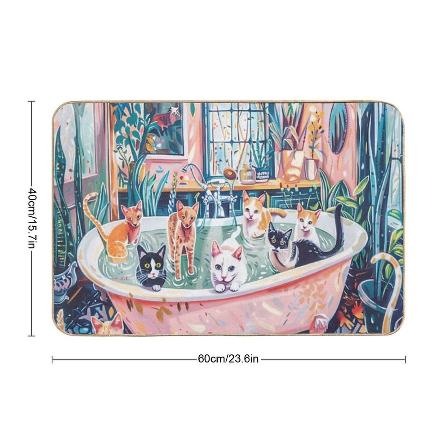Cats in Bathroom II  Non-Slip Bath Mat