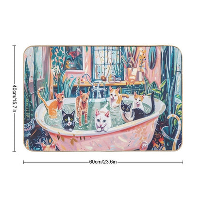 Cats in Bathroom II  Non-Slip Bath Mat