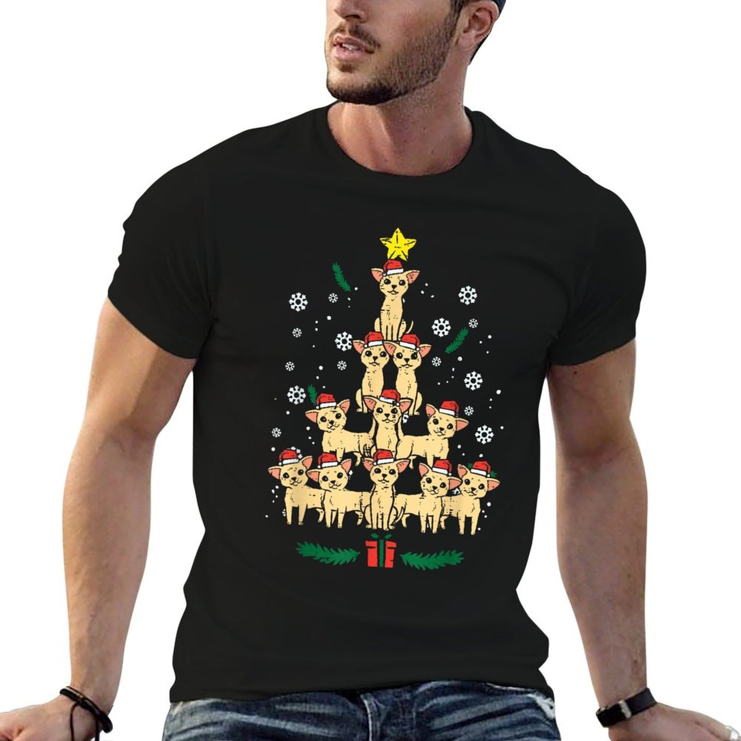 Chihuahua Christmas Tree Chiwawa Dog Xmas Women Kids  Durable T-Shirt