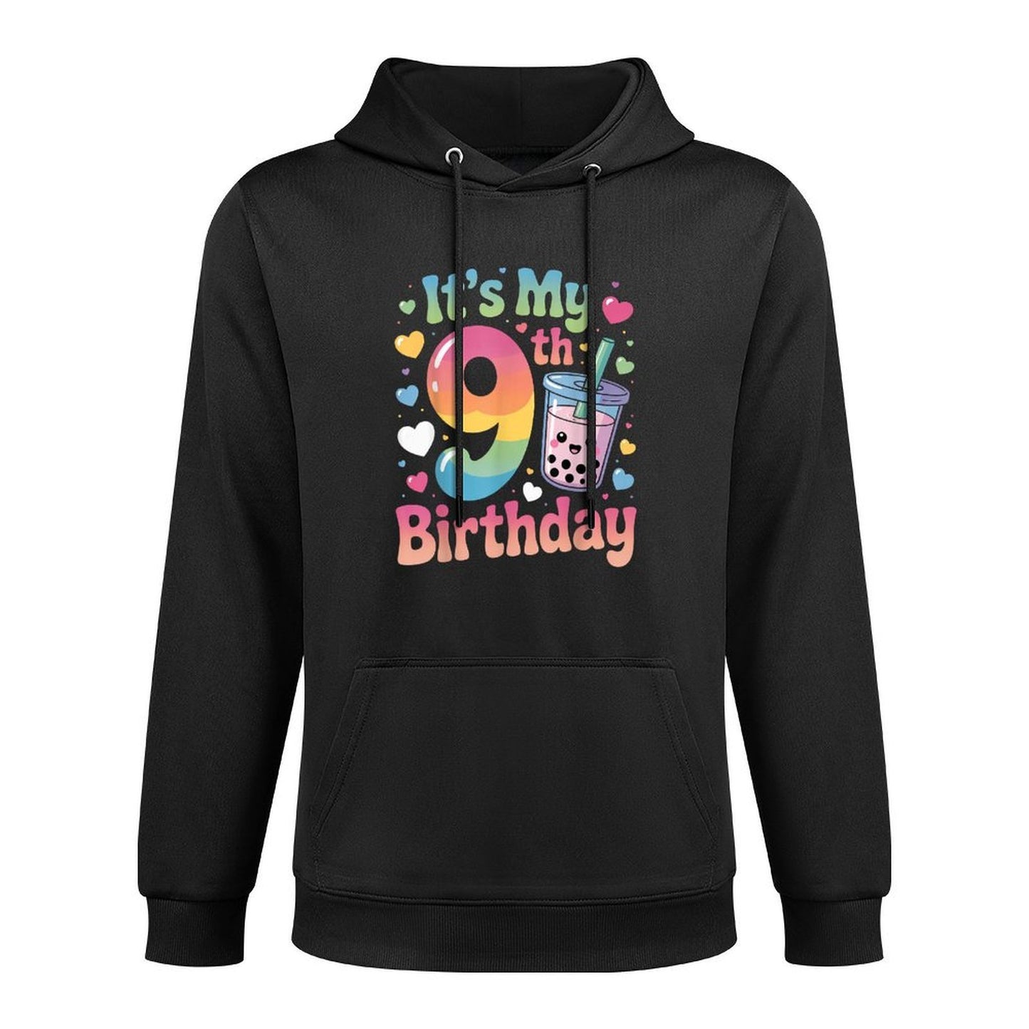 It's My 9th Birthday Bubble Boba Tea Party 9 Year Old Girl Shape Retention Hoodie