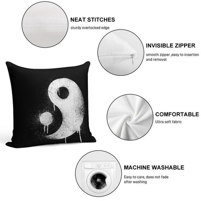Graffiti Zen Master - Spray Paint Yin Yang Soft Anti-Pilling Throw Pillow