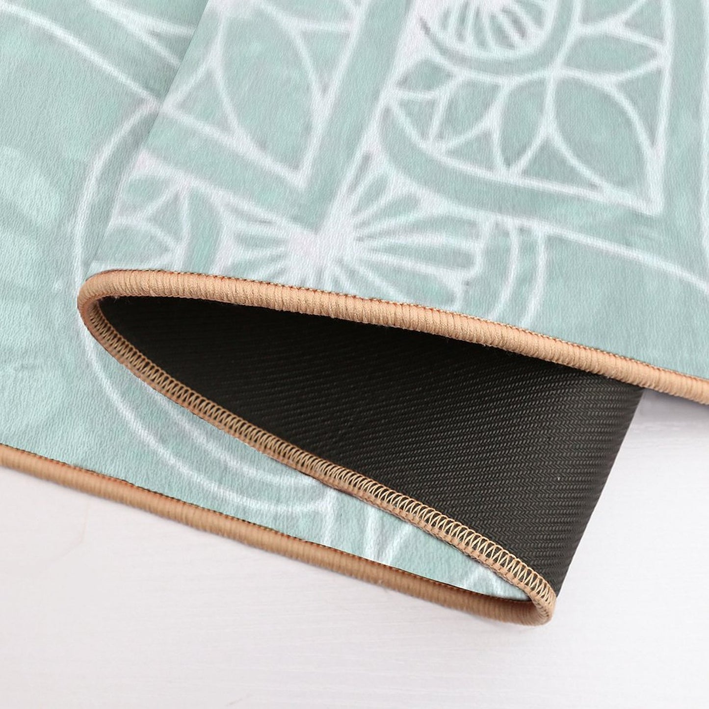 Boho, Mandala, Love, Flower of Life, Teal  Anti-Trip Bath Mat