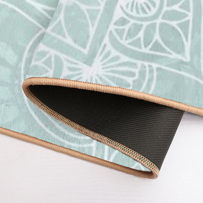 Boho, Mandala, Love, Flower of Life, Teal  Anti-Trip Bath Mat