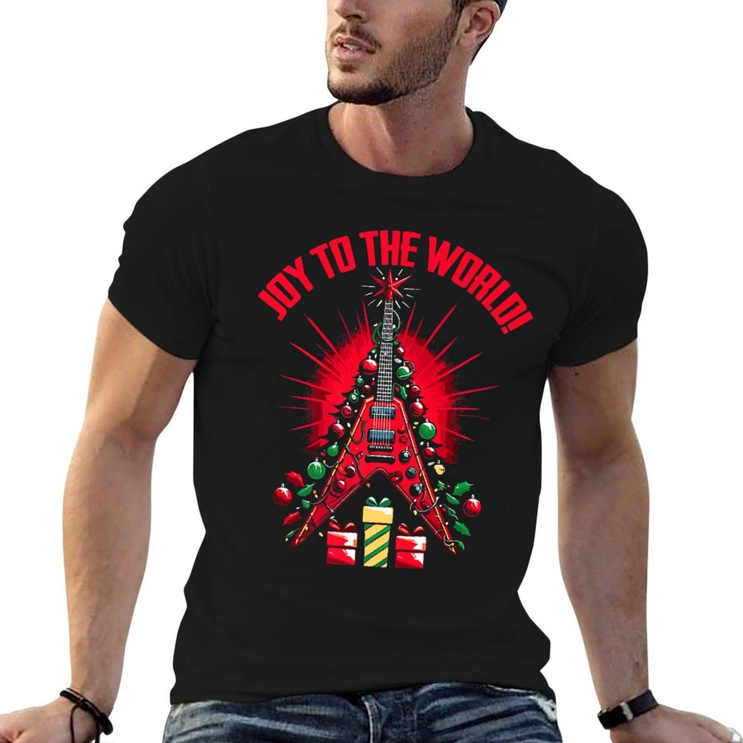 Flying V Guitar Christmas Tree - Joy To The World! Premium  Easy-care T-Shirt