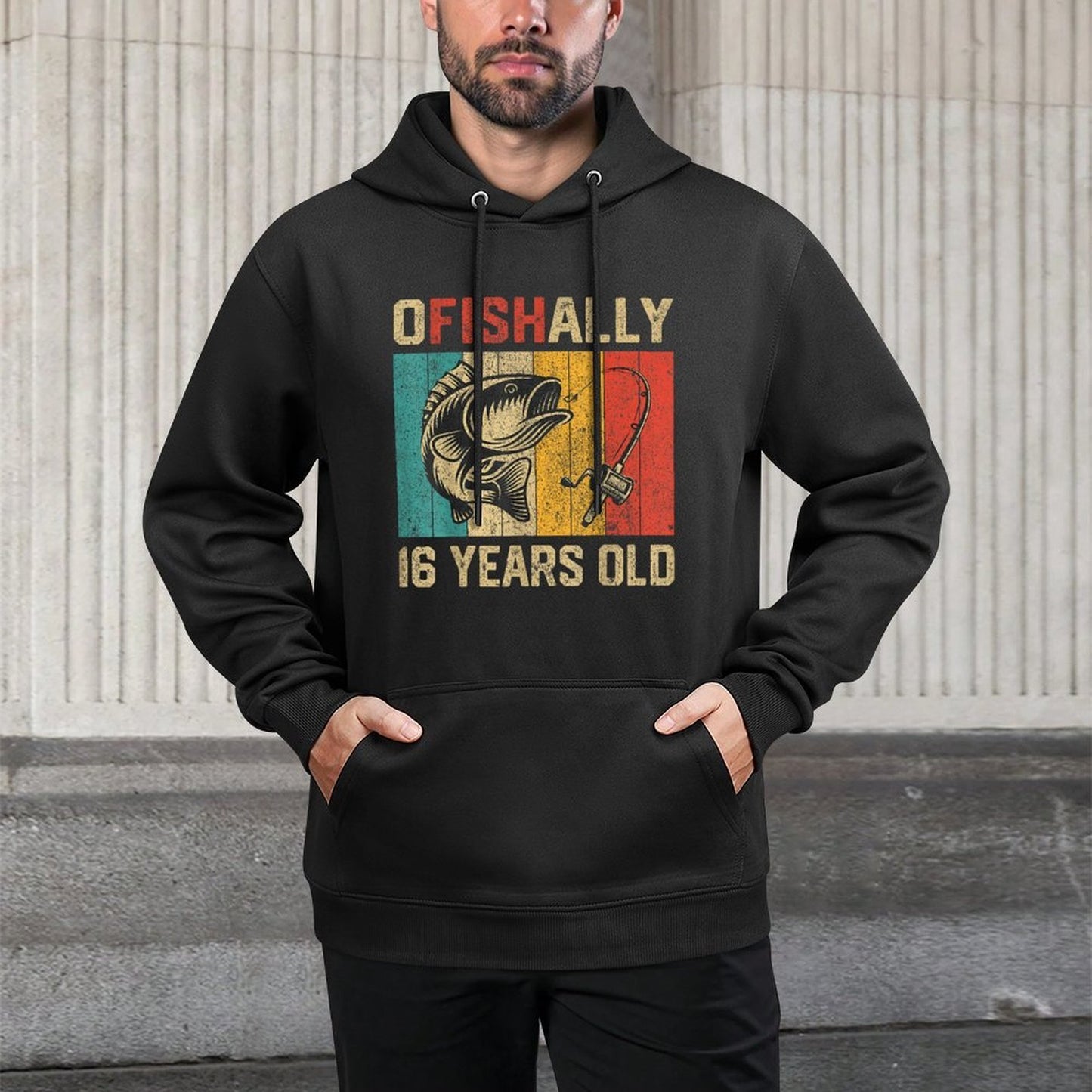 Ofishally 16 Years Old Funny Fishing Birthday Fisherman Colorfast Hoodie