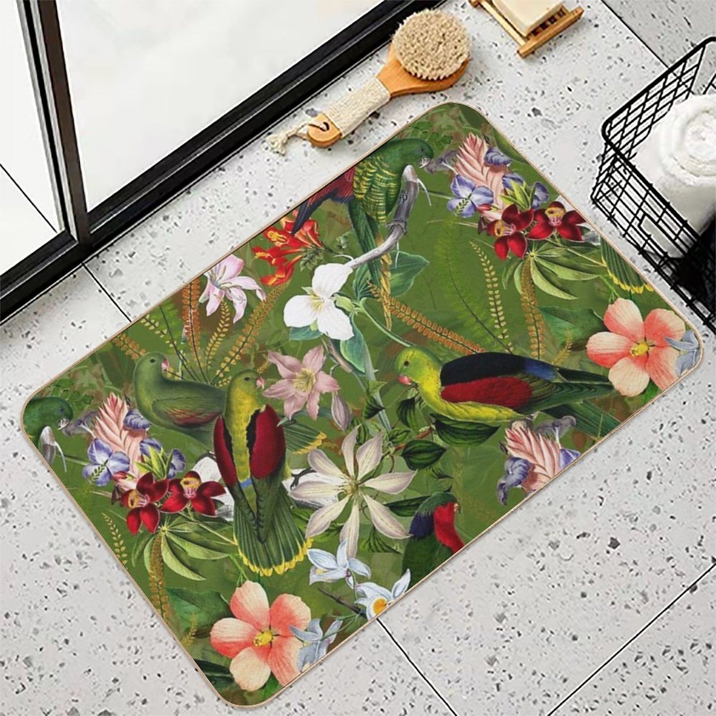 Vintage Parrot Jungle Botanical Garden 3 Nightgarden Durable Bath Mat