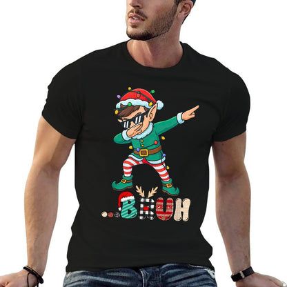 Bruh Dabbing Elf Funny Kids Boys Mens Christmas Matching Comfortable T-Shirt