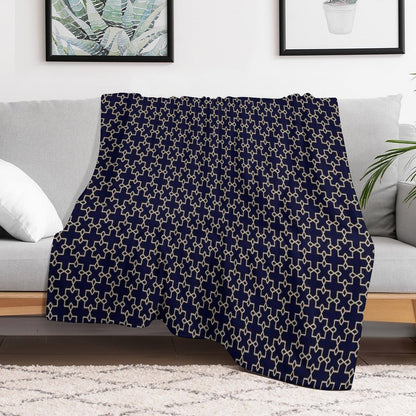 Radiant Symmetry - Seamless Gold And Blue Geometry Durable Throw Blanket