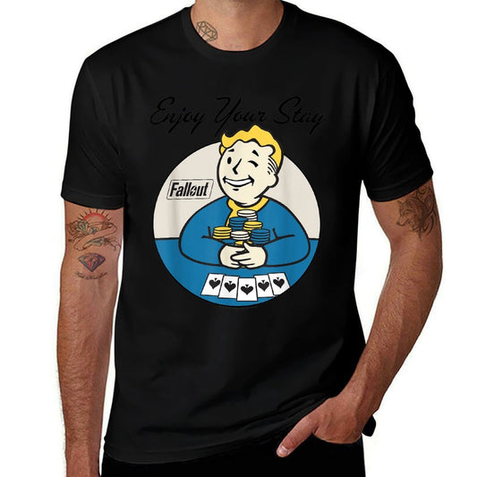 Fallout Video Game Vault Boy Poker Enjoy Your Stay  Lightweight T-Shirt