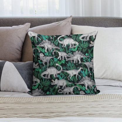 Dinosaur Jungle Soft Decorative Cover Throw Pillow