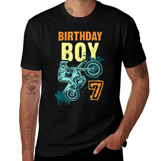 7th Birthday Boy Seven Years Old Motocross Dirt Bike  Eco-friendly Material T-Shirt