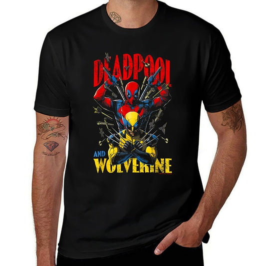 Marvel Deadpool & Wolverine Iconic Buds Retro Big Poster  Trendy Pattern T-Shirt