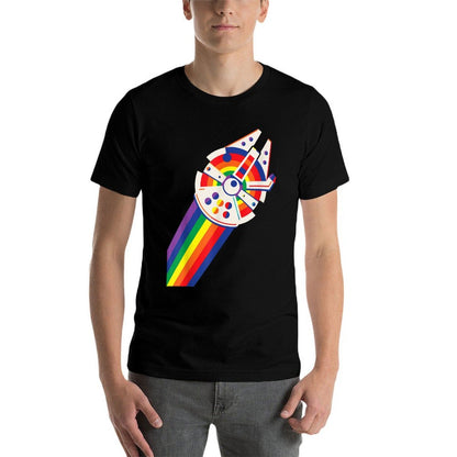 Star Wars Rainbow Millennium Falcon  Rolled Sleeves T-Shirt