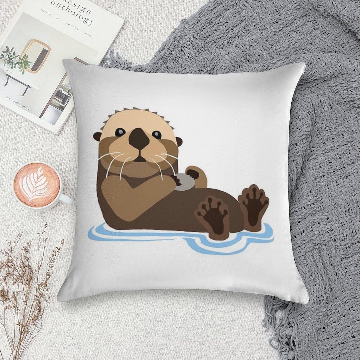 Otter Emoji Soft Style Accent Throw Pillow