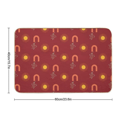 Boho Sun Abstract Line Drawing  Odorless Bath Mat