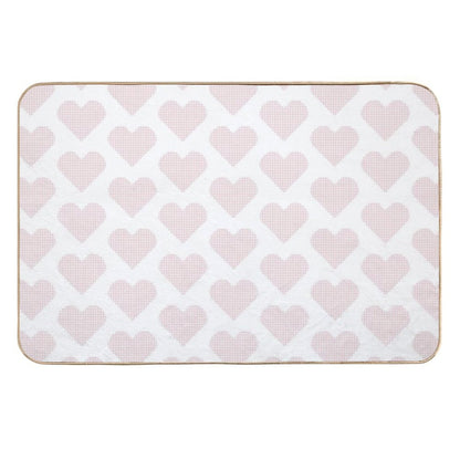 Blush Pink Heart Gingham Sweetness  Eco-Friendly Bath Mat