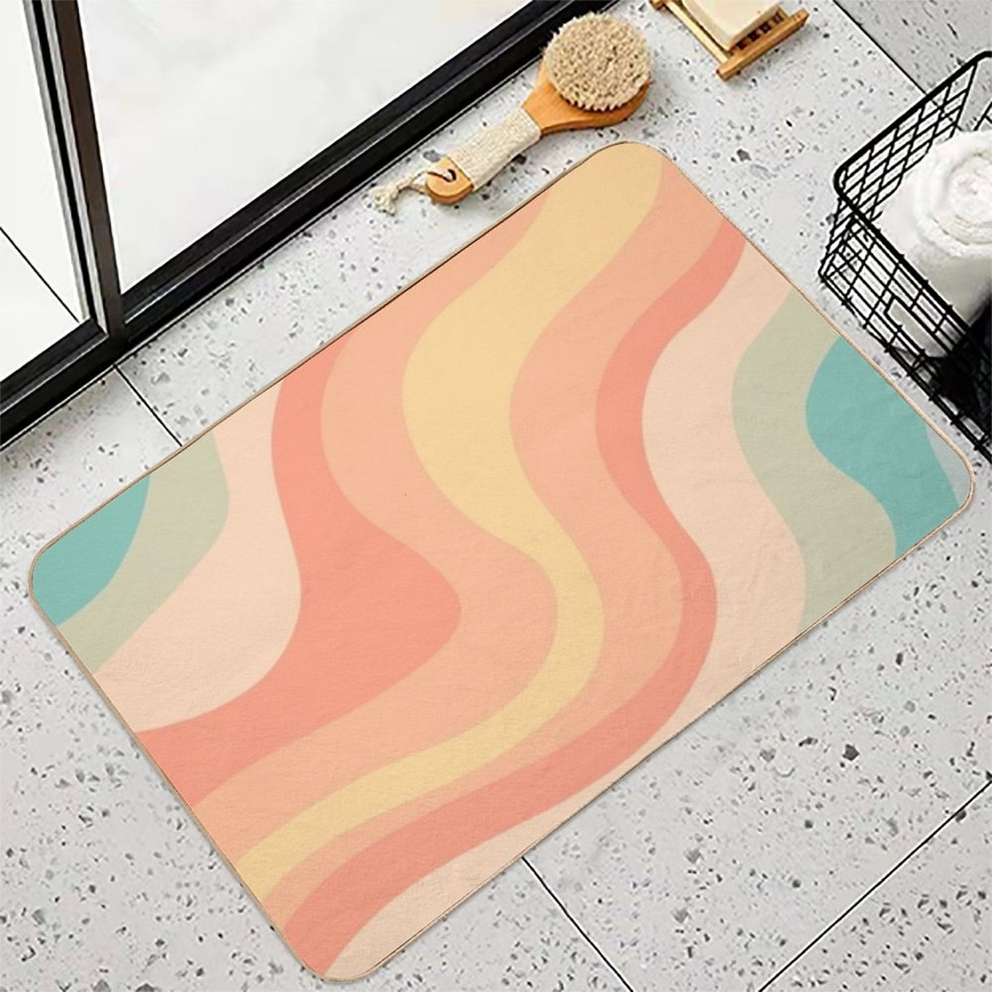 Vintage Groovy Rainbow  Anti-Trip Bath Mat