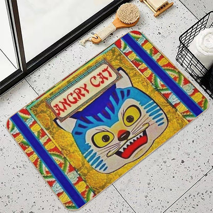 Angry Cat Vintage Firework Cover  Long-Lasting Bath Mat