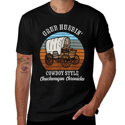 Grub Hubbin' Cowboy Style Chuckwagon Cooking  Trendy Pattern T-Shirt