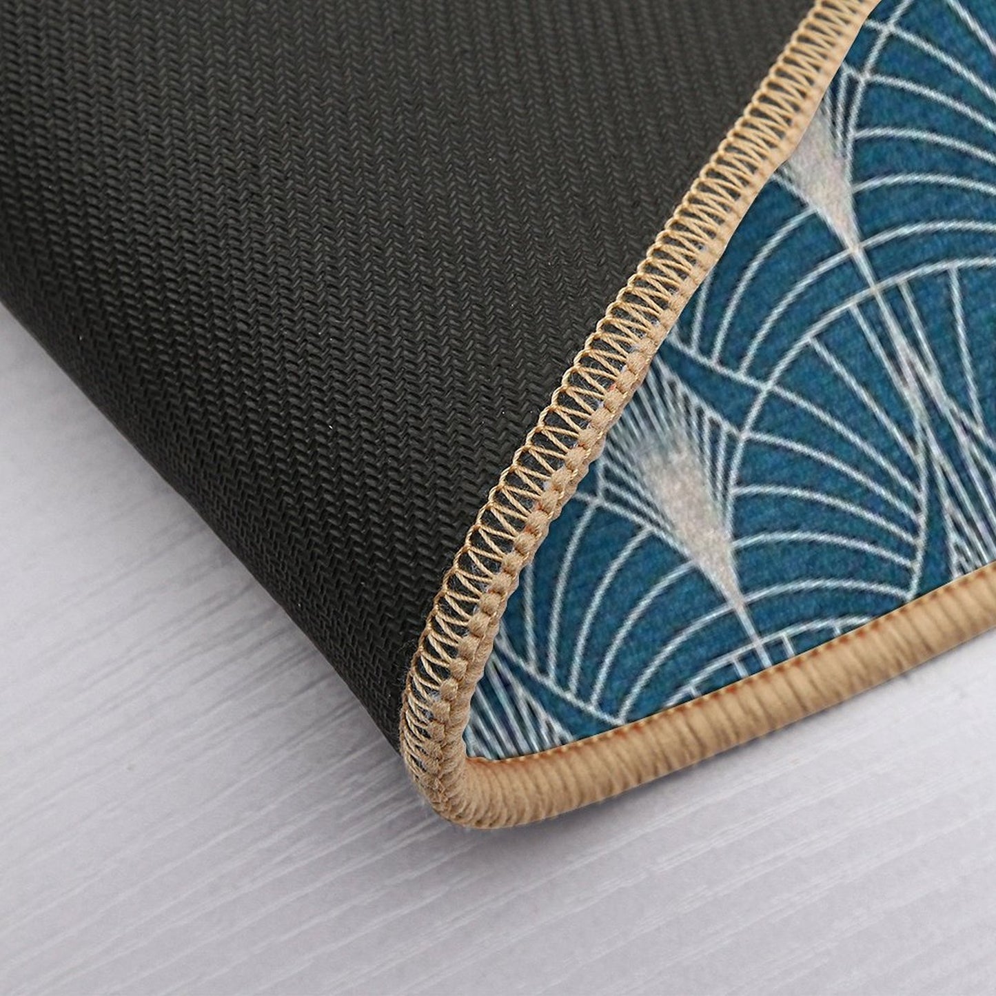 (Faux) Turquoise And (Faux) Silver Art Deco Pattern  Eco-Friendly Bath Mat