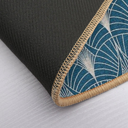 (Faux) Turquoise And (Faux) Silver Art Deco Pattern  Eco-Friendly Bath Mat